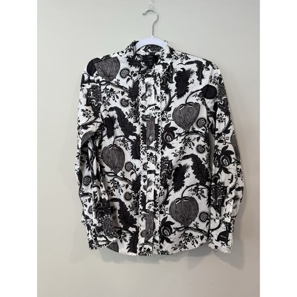 J. Crew Ruffled Slim Perfect Shirt in Ratti® Sunflower Floral Print Size 4 2252 - Picture 3 of 10